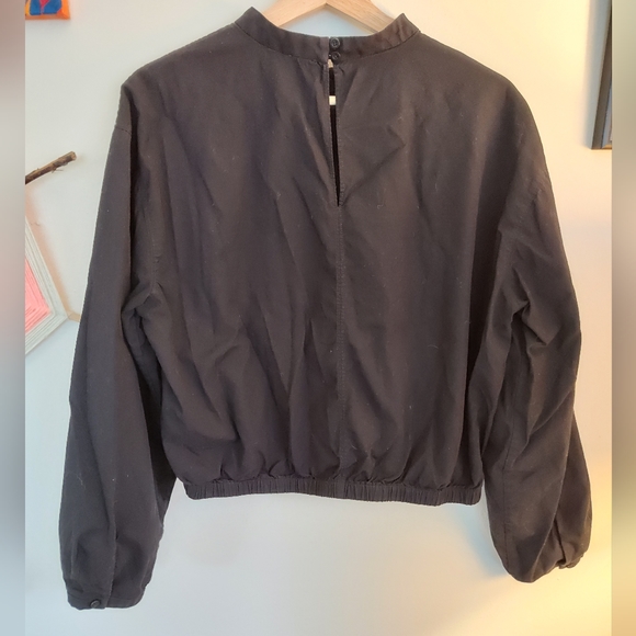 Everlane Mock Neck Bubble Long Sleeve Cotton Top Shirt Blouse - Picture 7 of 9